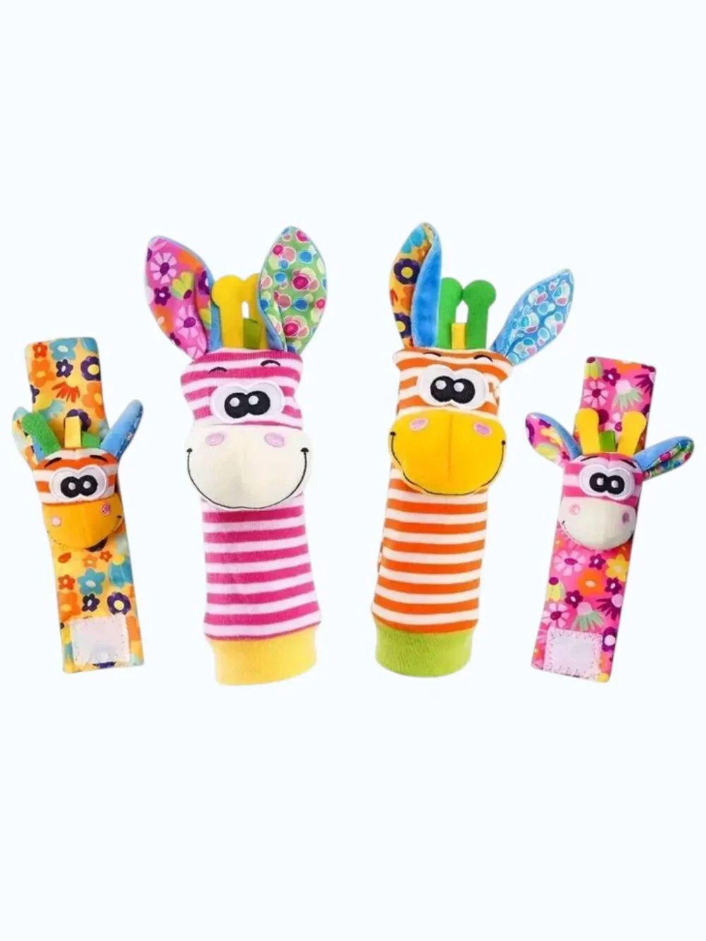 NEW Rattle Socks Wrist Hand Foot Finder Giraffe Sensory Toy Set Learning Baby
